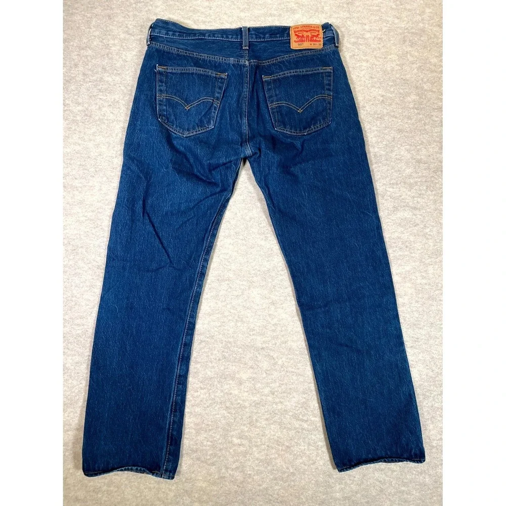 Levi's‎ 501 Jeans Mens 35x33 Blue Denim Cotton 5-Pockets Button Fly Straight Leg